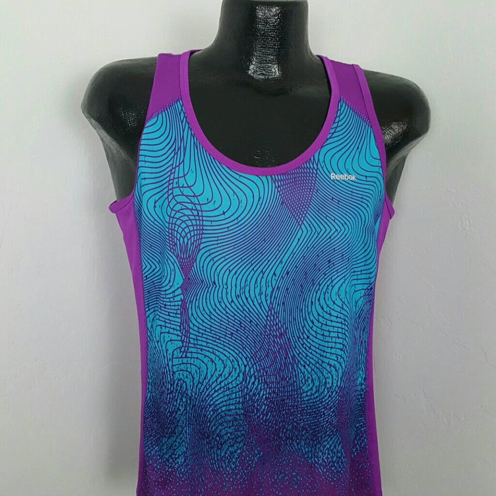 Reebok purple blue top dry play sleeve women size L